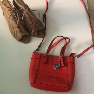 red guess handbag